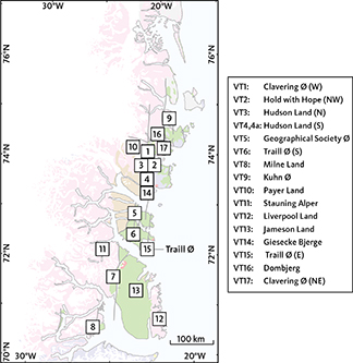 Appendix 2.1 Location of vertical transects VT1 to VT14.