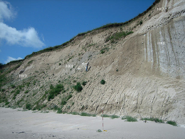 Fig. 31 Thrust faults between sheets HK7, HK8 and HK9 at Hvideklint together with the front of sheet HK9.