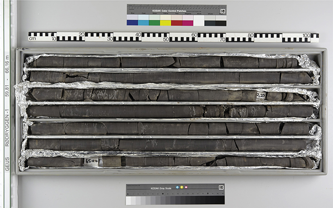 Fig. 4 Example of core quality and recovery, Rødryggen-1 borehole, 59.81 – 66.16 m, Lindemans Bugt Formation (Photo: John Boserup).