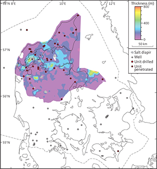 Isochore map of seismic unit D2 (Børglum and Flyvbjerg Formations).