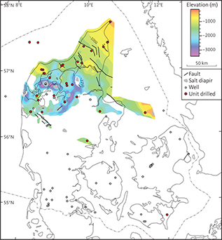 Depth to the top of seismic unit D3 (Haldager Sand Formation).