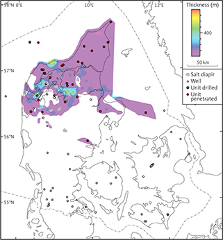 Isochore map of Unit D3 (Haldager Sand Formation).