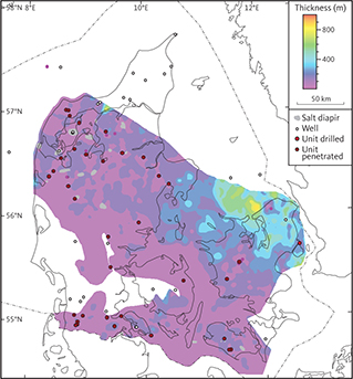 Isochore of the seismic unit F1 (Vinding Formation).