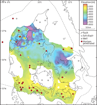 Depth to the top of unit G (Zechstein Group).