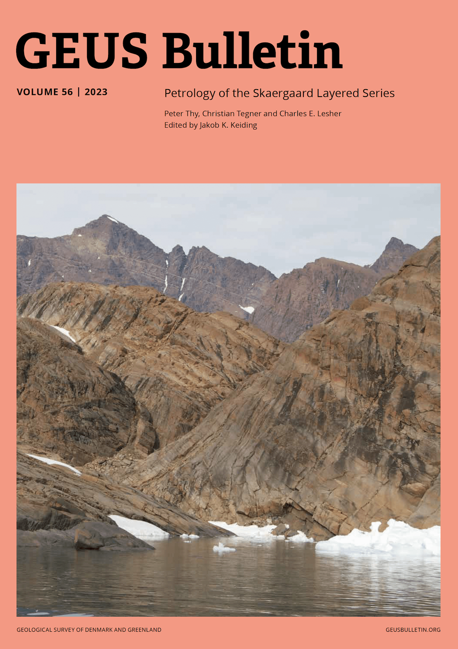 Volume 56 cover photo shows the view of Middle Zone from Kraemer Ø with Wager Top in the centre of the background. Photo credit to C. Tegner.