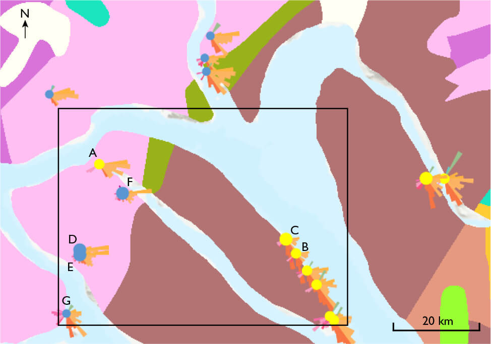 Map showing study locations