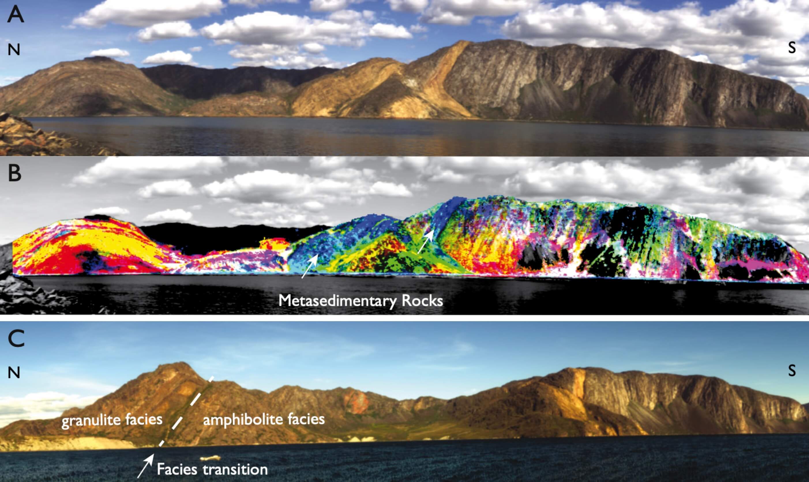 Photos of mountains overlaid with spectral data