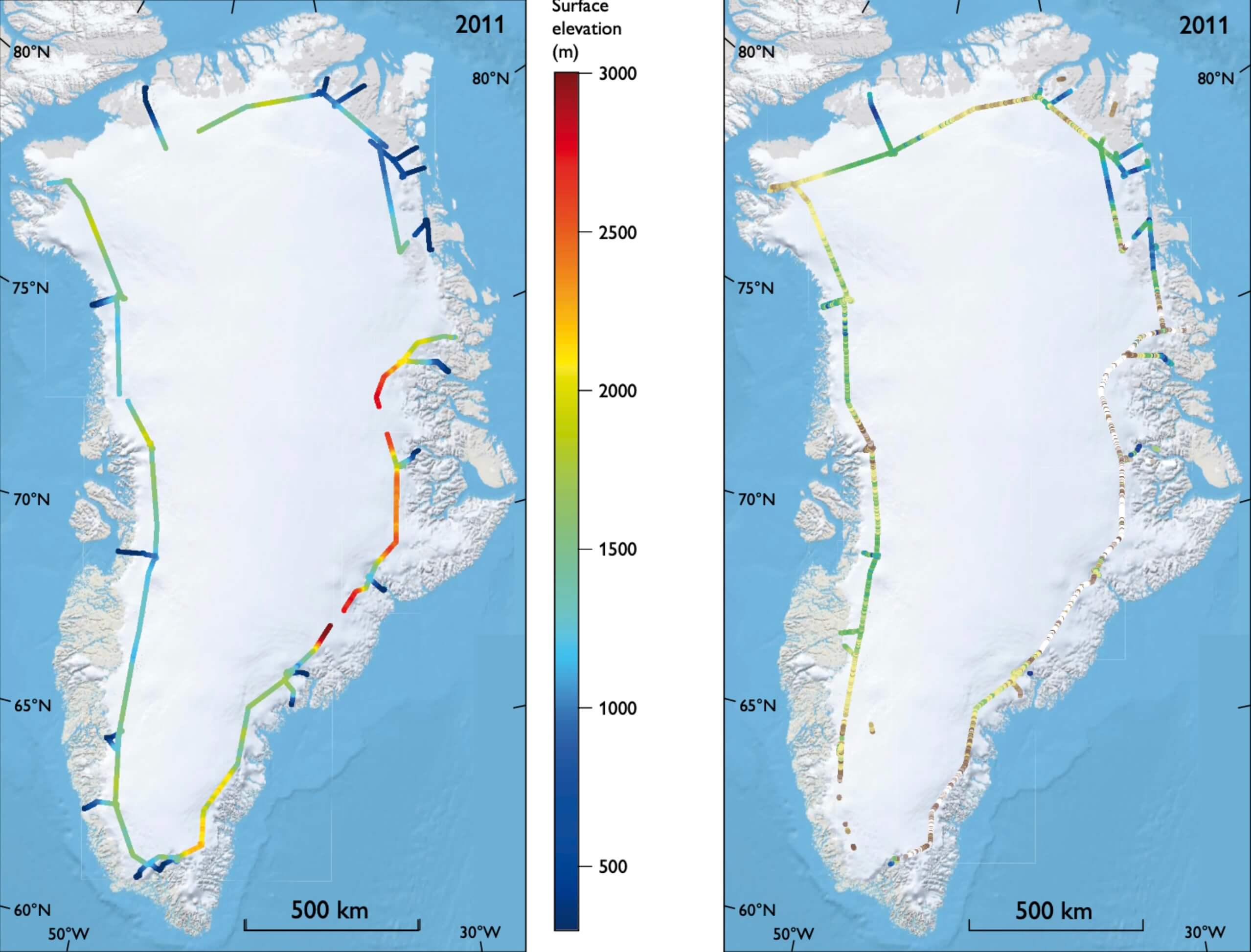 Maps of Greenland with data