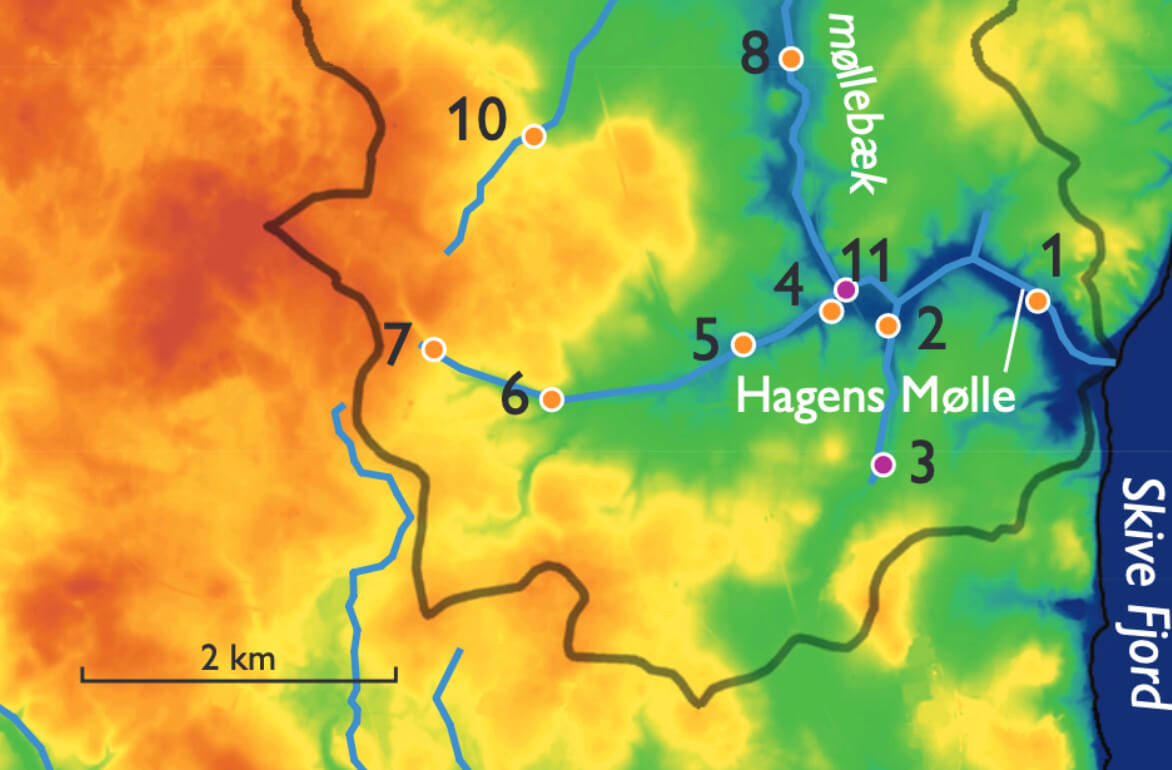 Map showing location of study sites in Denmark