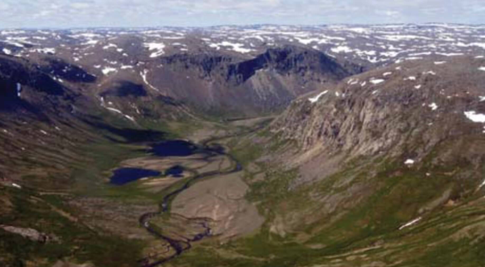 Valley and mountains.