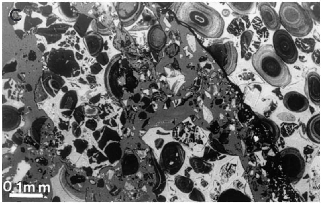 Microscopic view of a rock sample.