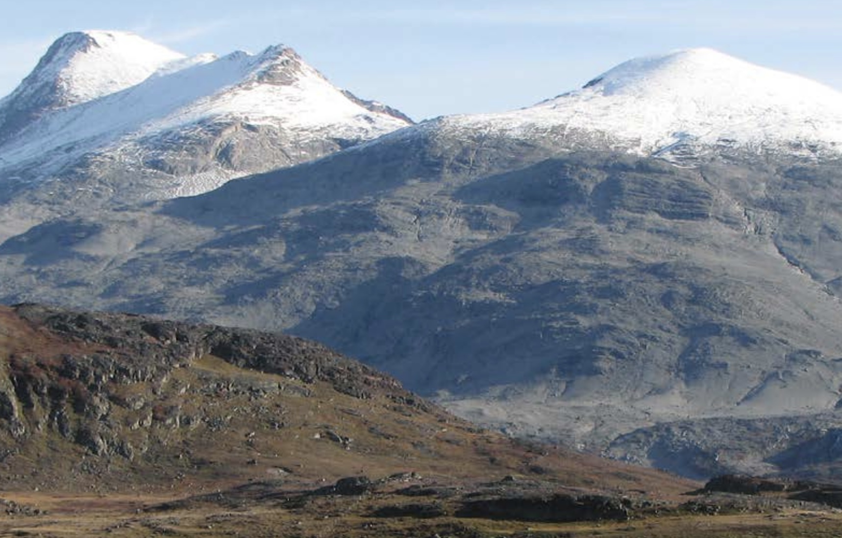 Mountains capped with snow.