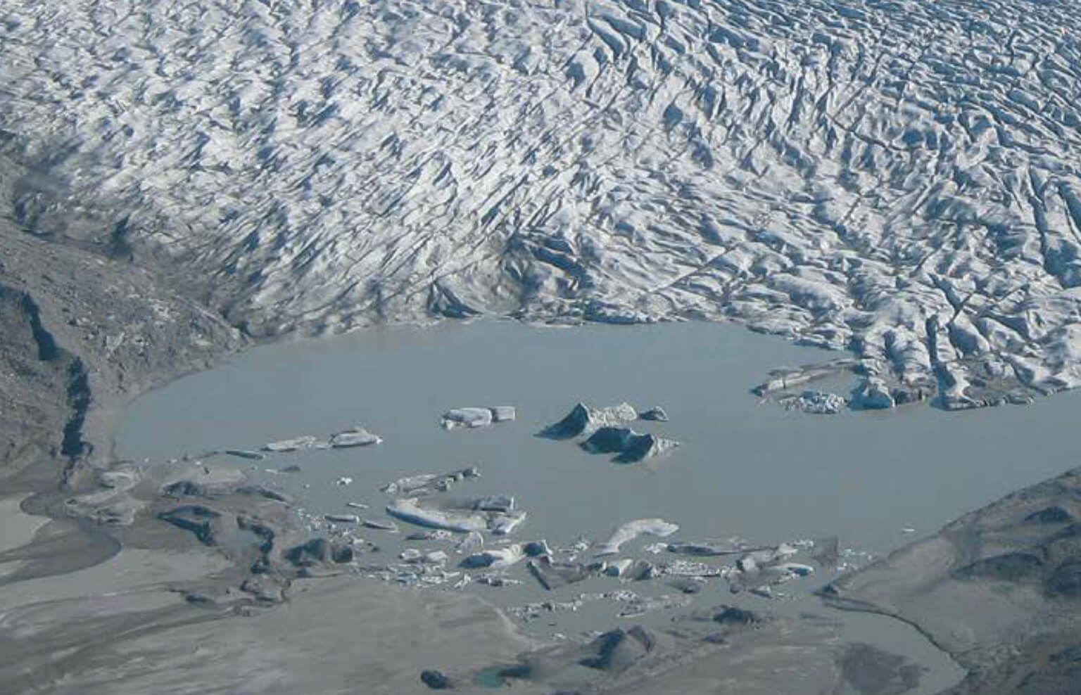 Glacier with water in front.