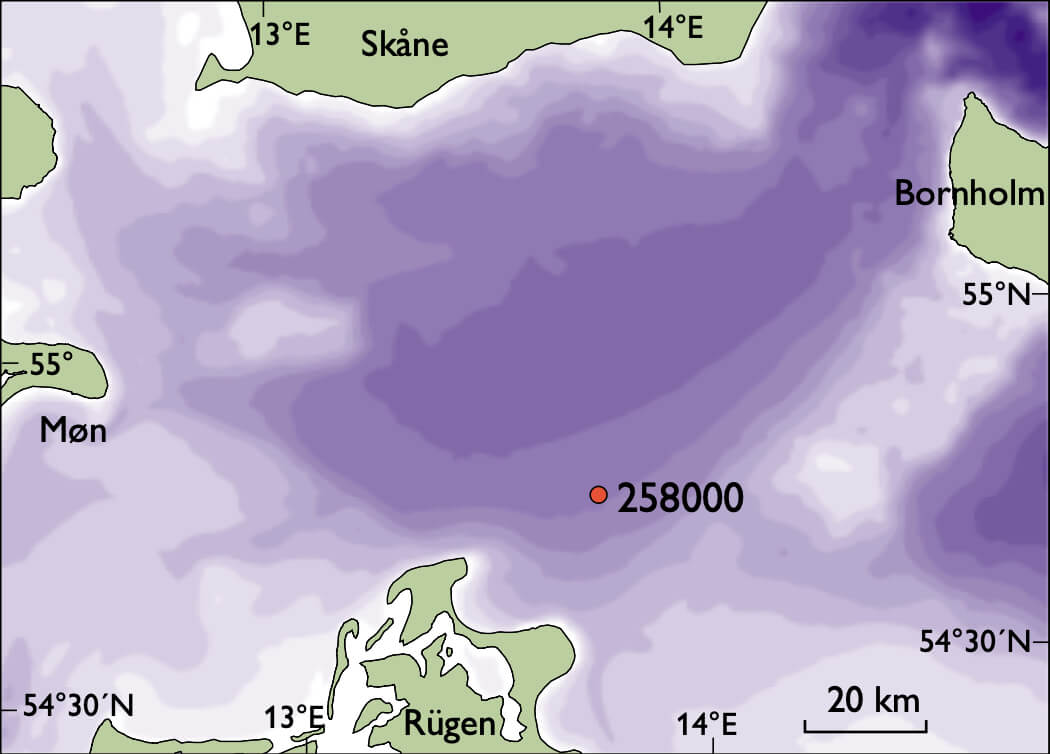 Bathymetry map of study site.