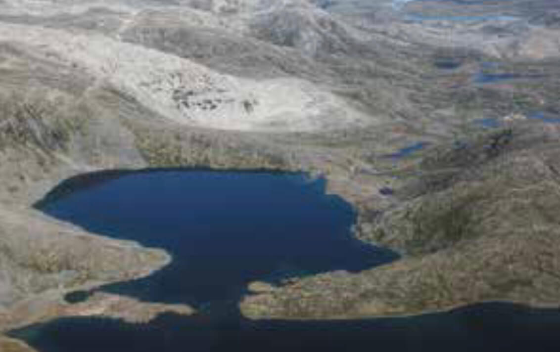 Lake in amongst hills.