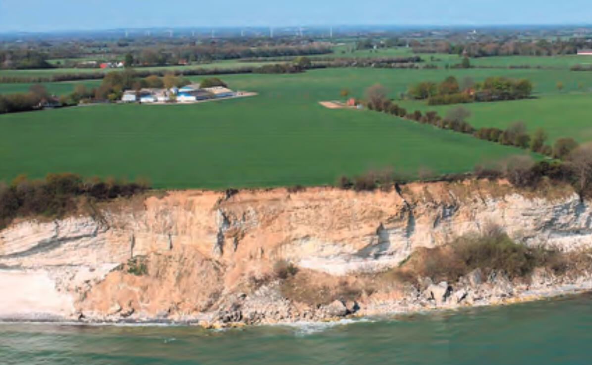 Cliffs collapsed into the sea.