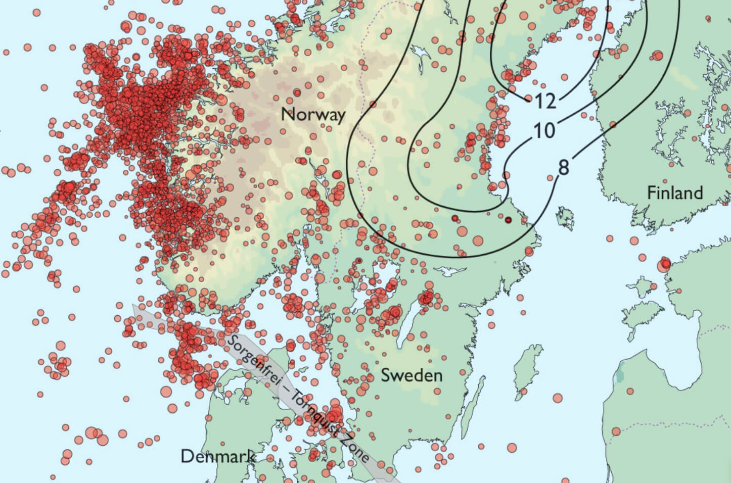 Map of Scandinavia showing study sites.