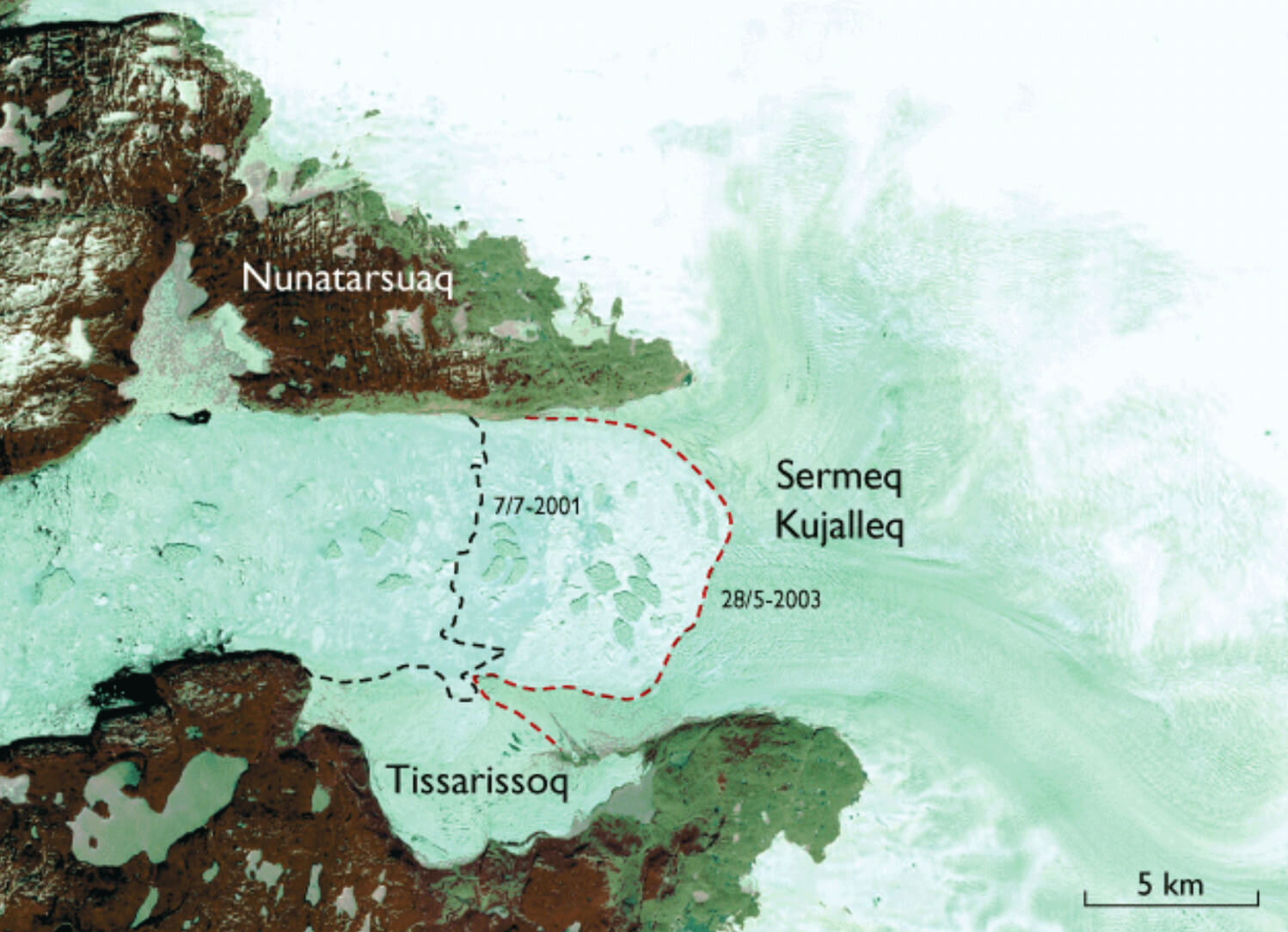 Satellite view of glacier.