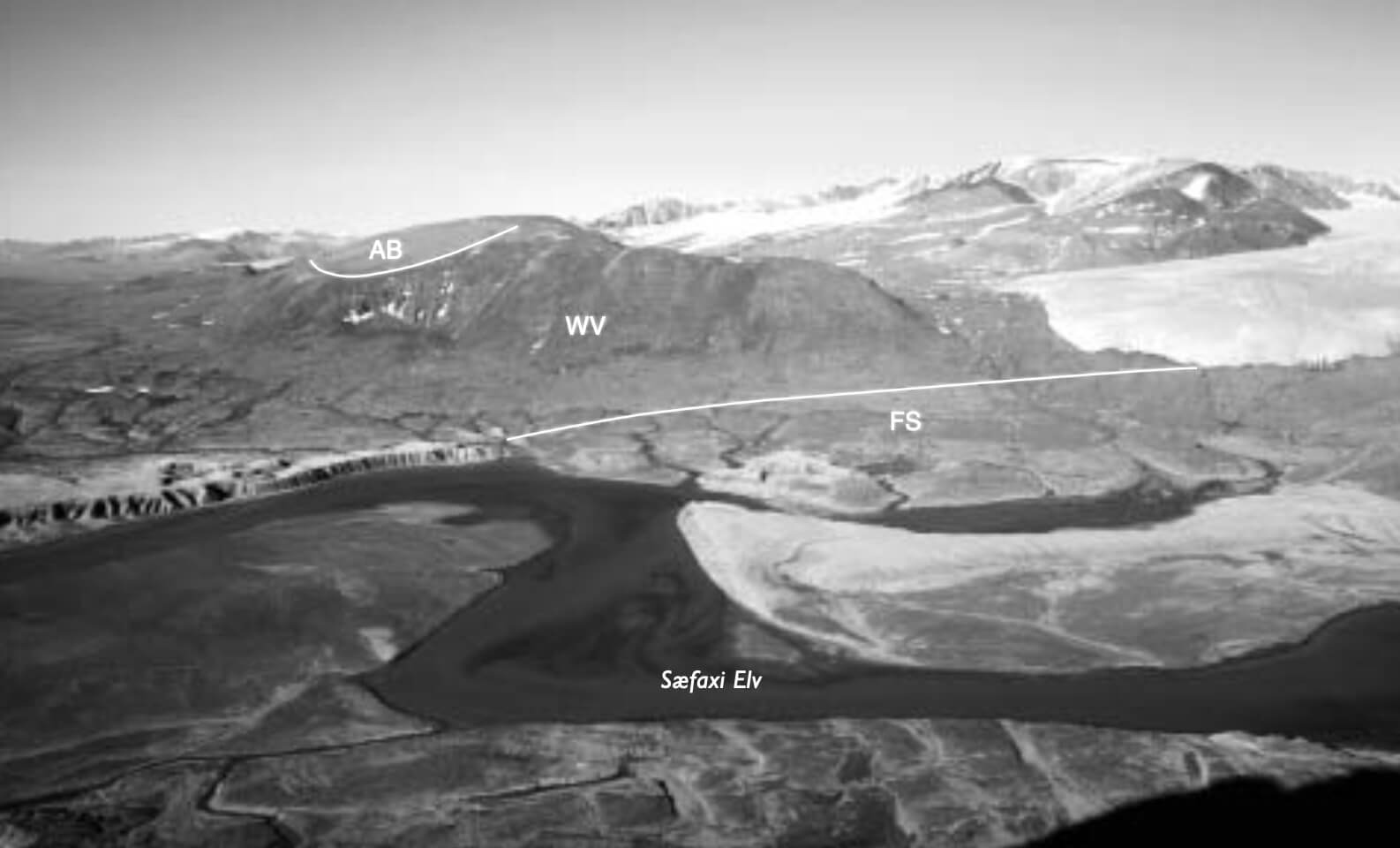 Black and white photo of mountains.