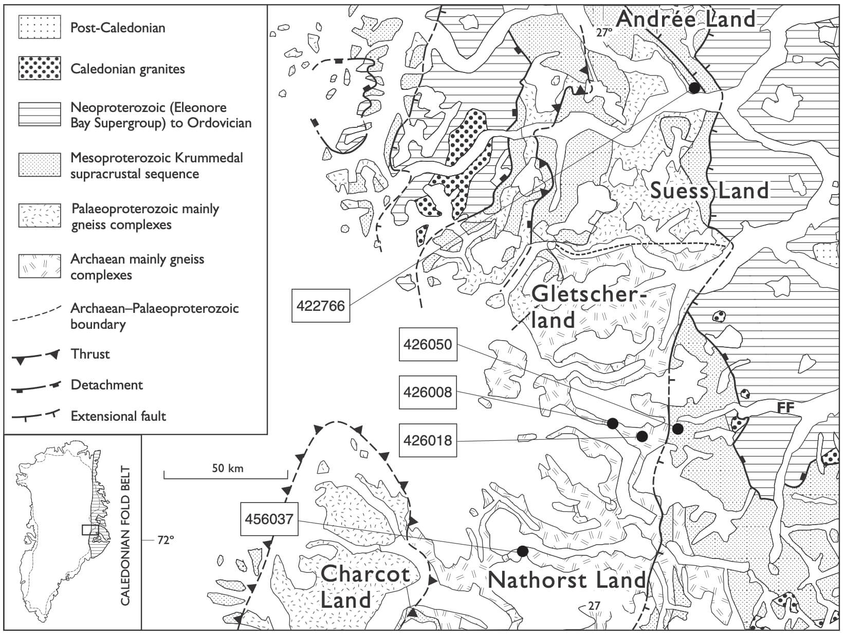 Partial view of a geological map of the study area.