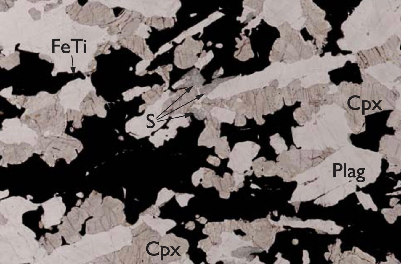 Thin section of rock sample.