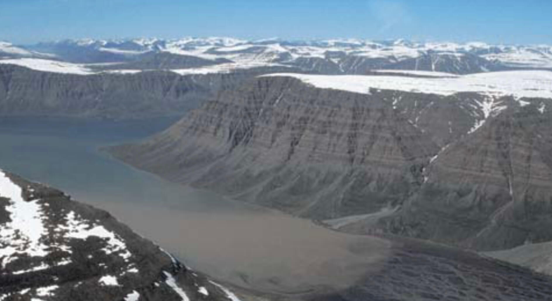 Mountains topped with ice.