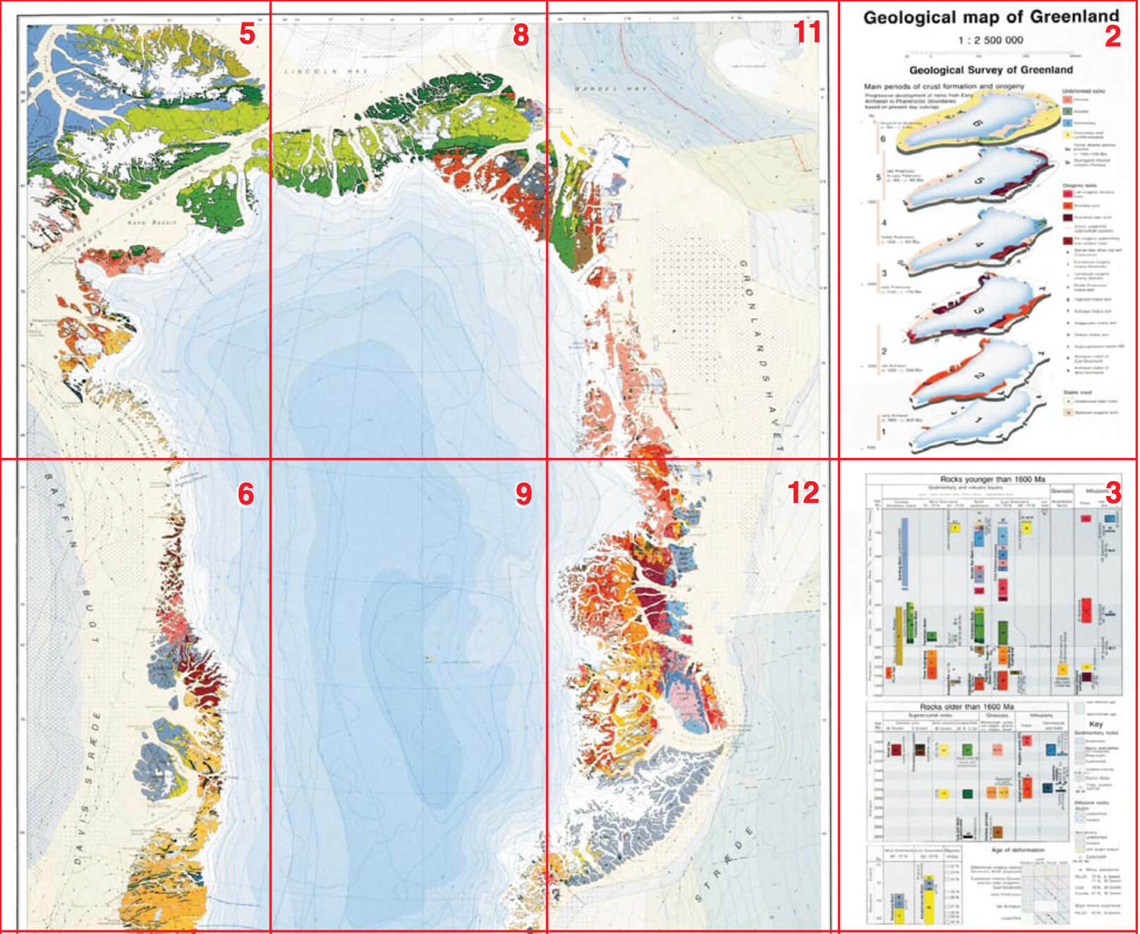 Partial view of the geological map of Greenland