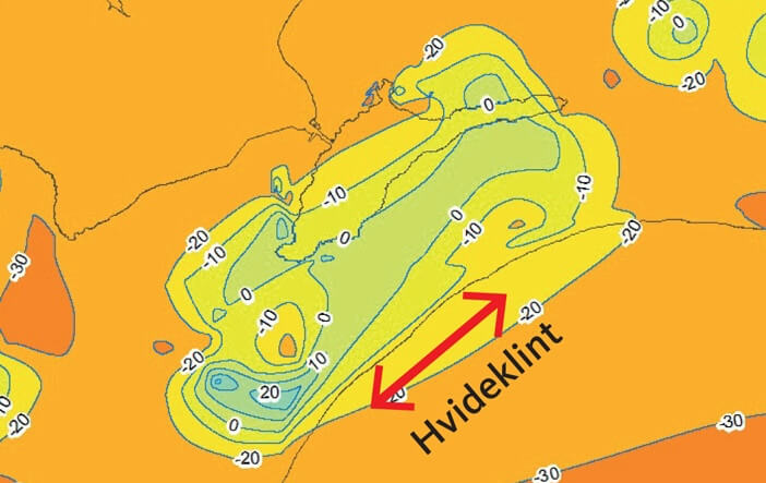 Map showing Hvideklint topography