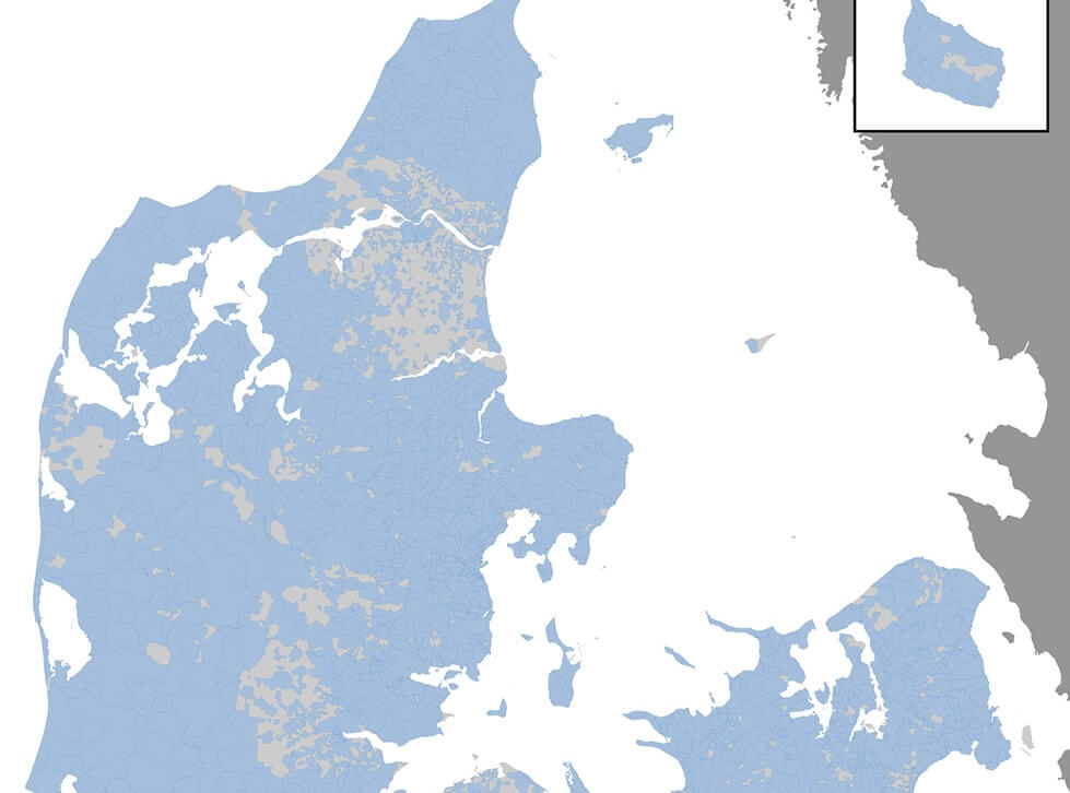 Partial view of a map of Denmark